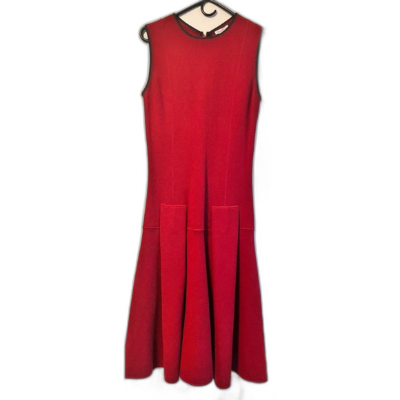 Oscar de la Renta Sweater Dress Burgundy Wool Blend Dress - Size Large (8-10) - Picture 1 of 4
